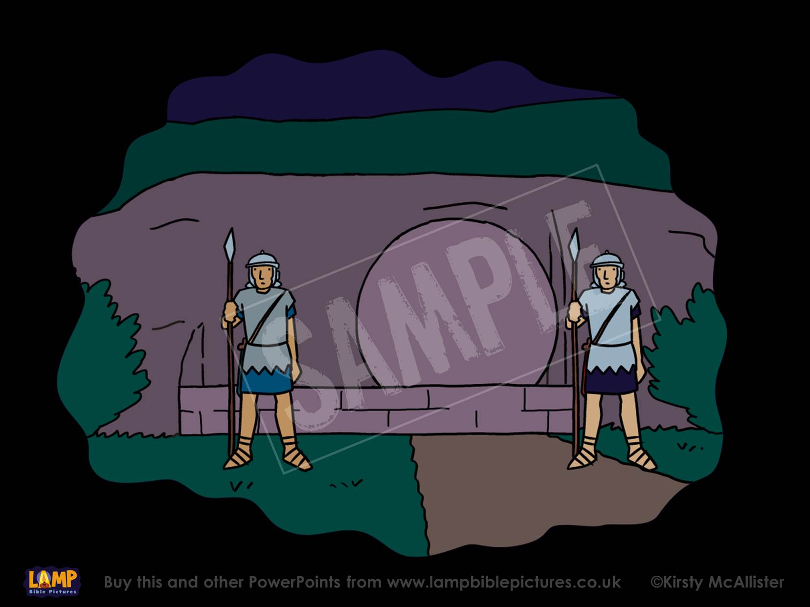 A PowerPoint slide about: The guards at Jesus' tomb (Easter)