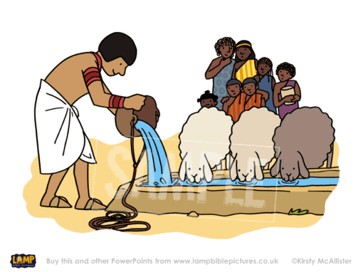 Moses gets water for the sheep