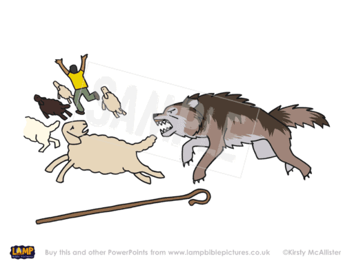 Hired hand running from the wolf