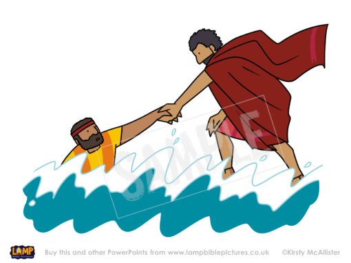 Jesus saves Peter