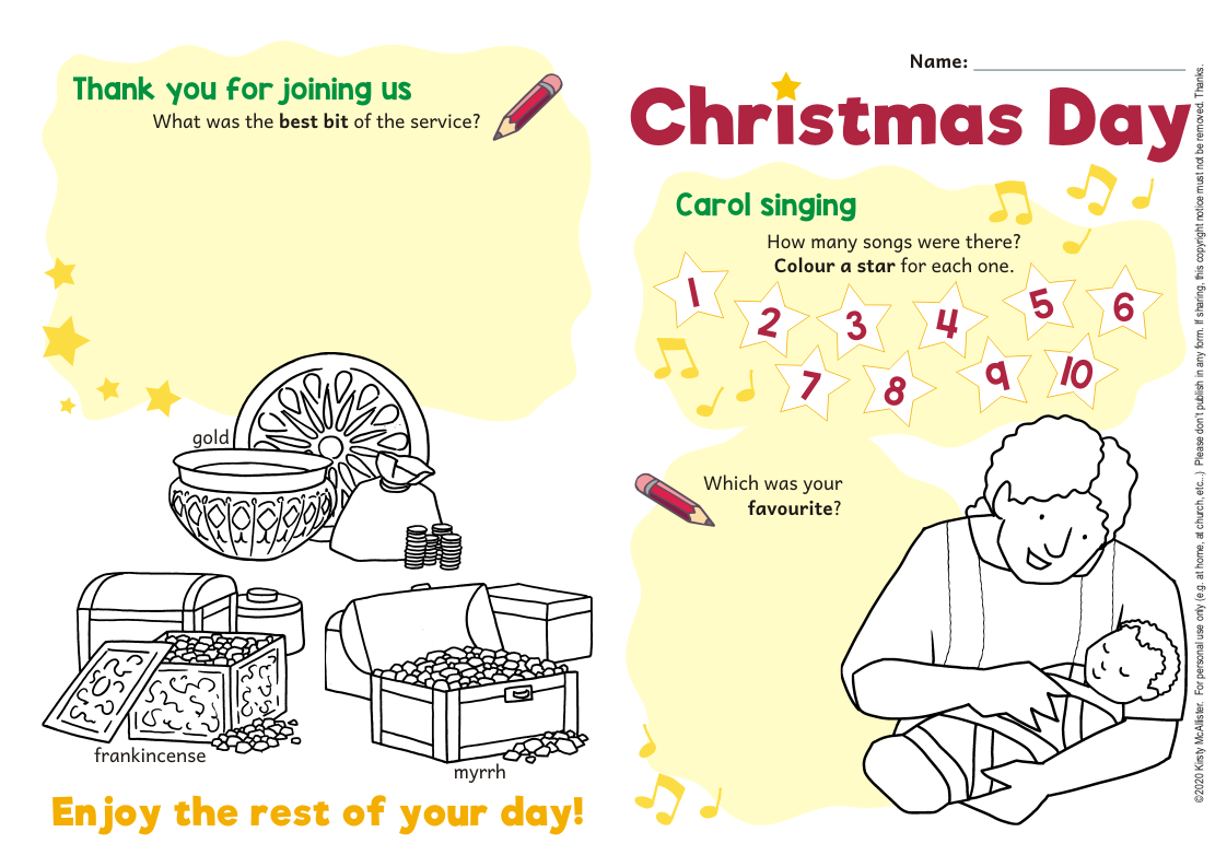 Christmas service worksheets